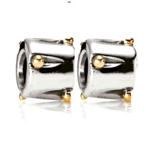 Pair of authentic 14K accents Pandora charms " Drums beads " # 790229